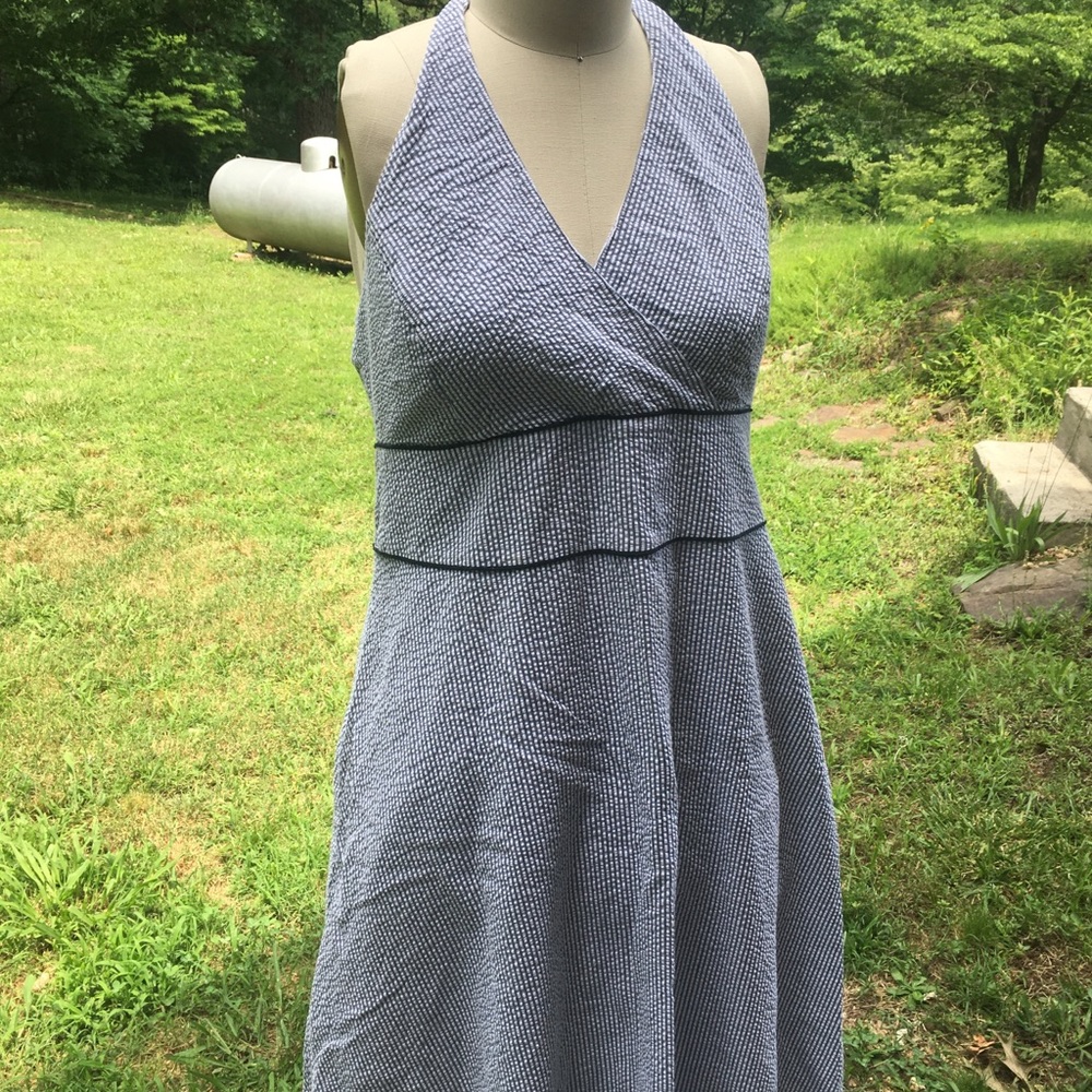 Liz Claiborne Blue and White Halter Dress
